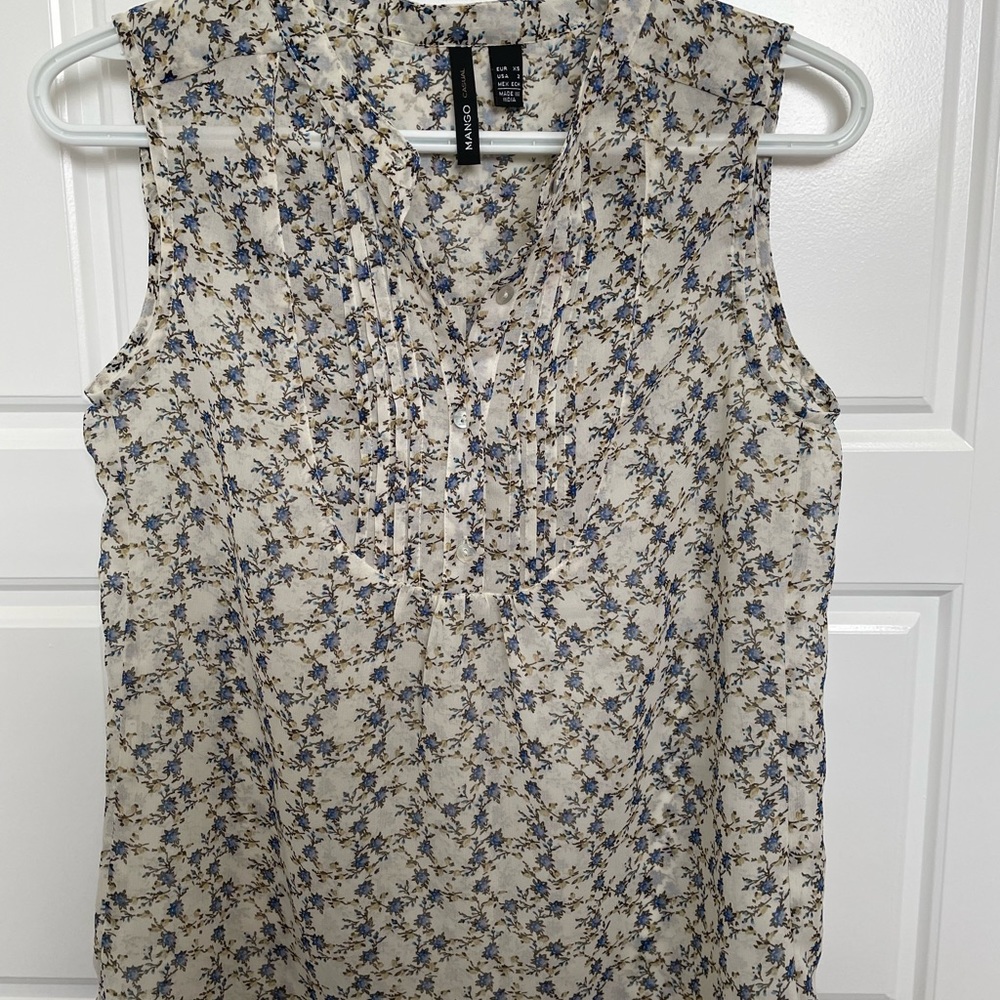 Mango Casual Chiffon Sleeveless Dress Printed in Used Excellent Condition
